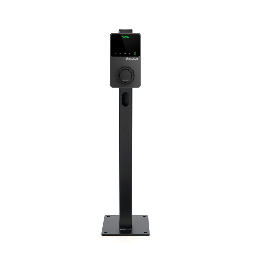 Black MaxiCharger EV charger on pedestal