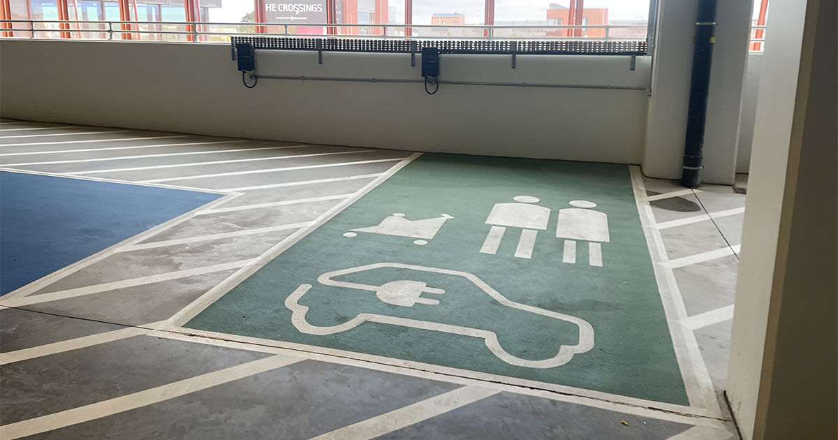 The Crossings EV charging bay allocated for drivers with young children