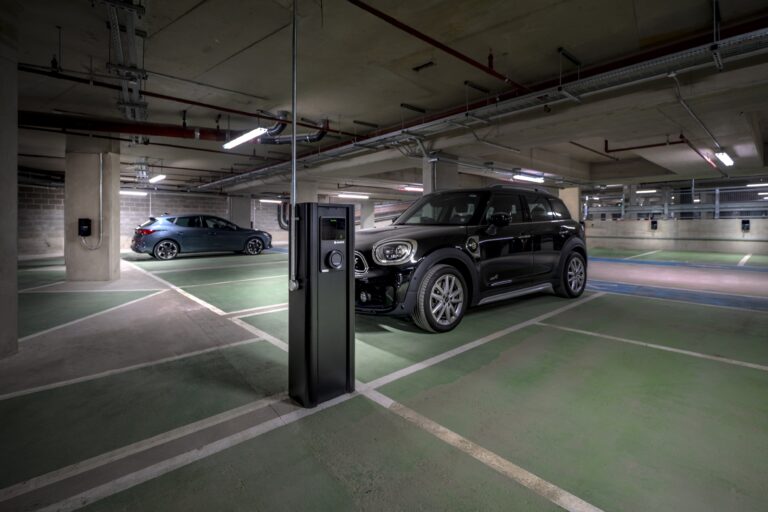 Nine Elms parking structure with EV charger | Sevadis